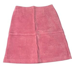 Vintage Bagatelle Pink Suede Genuine Leather A-Line Skirt Lined Women’s Size 14